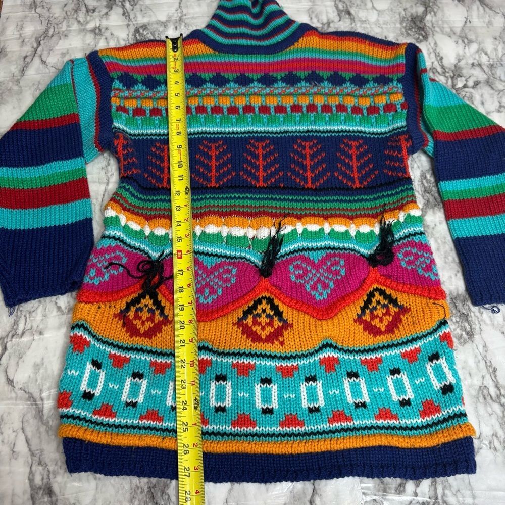 Vintage one step up Tassel multicolor retro crewneck funky sweater size small - Picture 6 of 6